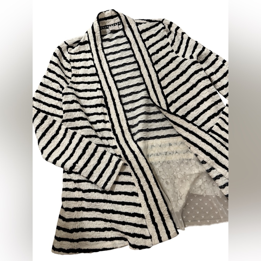 Anthropologie Postmark Striped Lace-Back Open Front Cardigan | Whimsygoth | Y2K